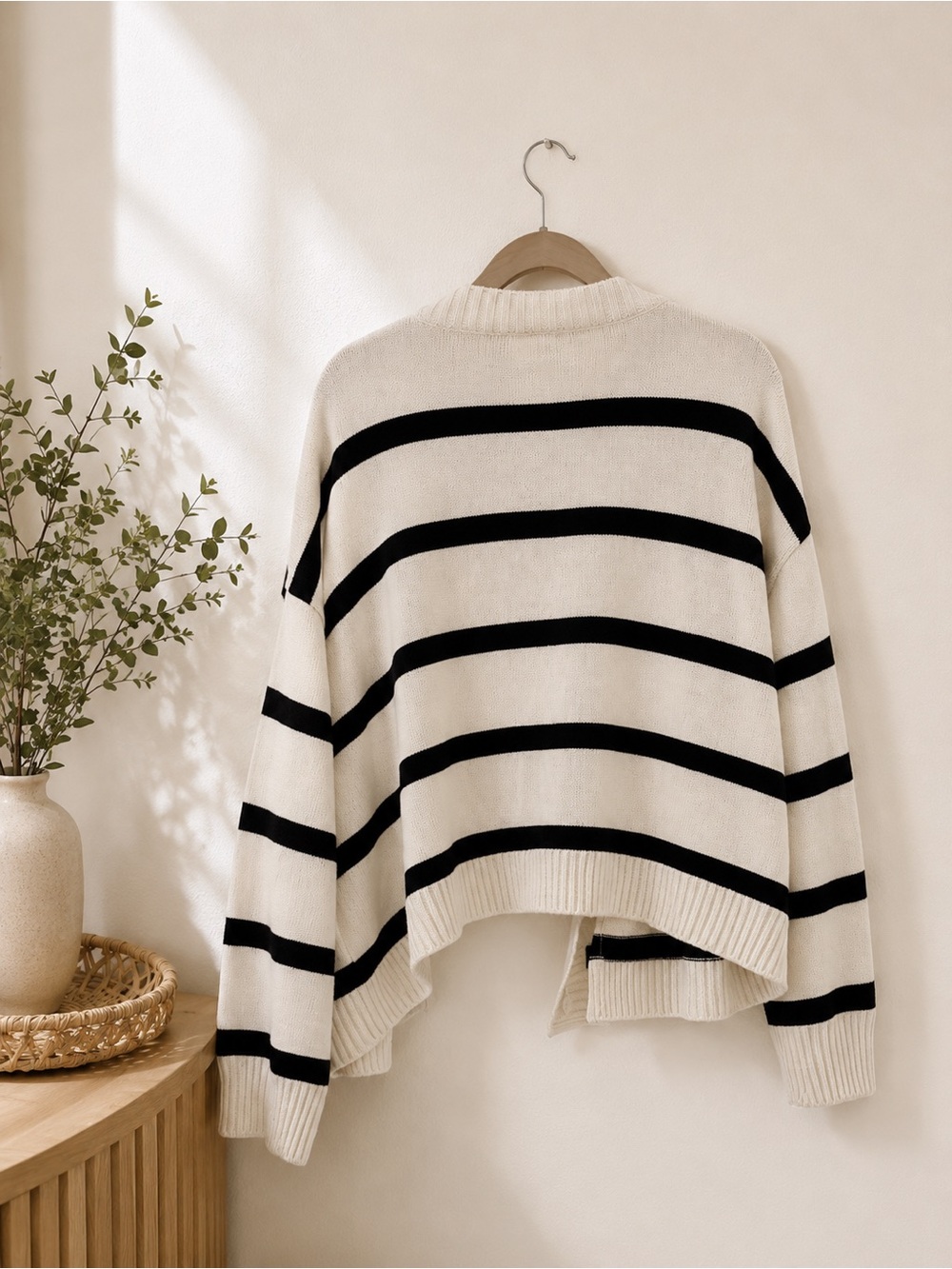 H&M Cream and Black Striped Button-Front Cardigan - Picture 2 of 3